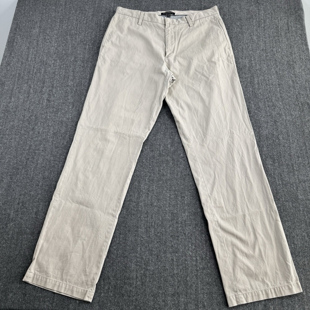 Banana Republic Gavin Chino Men's 33x34 Ivory Pants 100% Cotton Straight